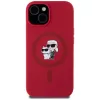 KARL LAGERFELD Capa em silicone para iPhone 15 com MagSafe e suporte de anel - Karl & Choupette Heads - vermelho