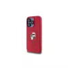Karl Lagerfeld KLHMP15LSCMKCRHR iPhone 15 Pro 6.1 Capa em silicone vermelha com cabeças Karl & Choupette, anel e MagSafe