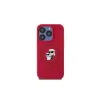 Karl Lagerfeld KLHMP15LSCMKCRHR iPhone 15 Pro 6.1 Capa em silicone vermelha com cabeças Karl & Choupette, anel e MagSafe