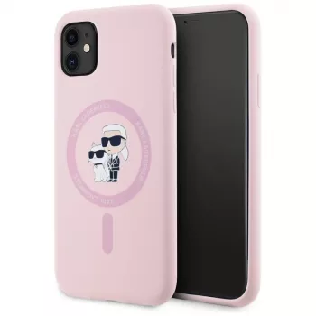KARL LAGERFELD Capa MagSafe em silicone Karl&Choupette para iPhone 11 rosa