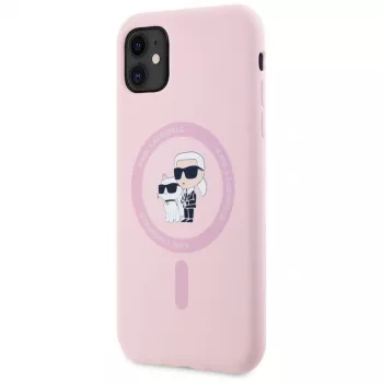 KARL LAGERFELD Capa MagSafe em silicone Karl&Choupette para iPhone 11 rosa