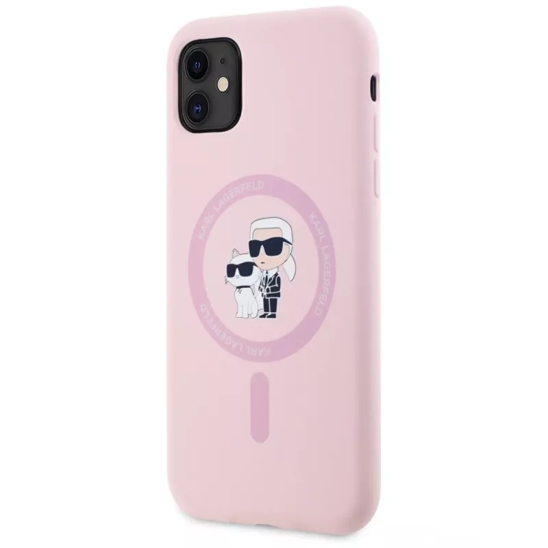 KARL LAGERFELD Capa MagSafe em silicone Karl&Choupette para iPhone 11 rosa