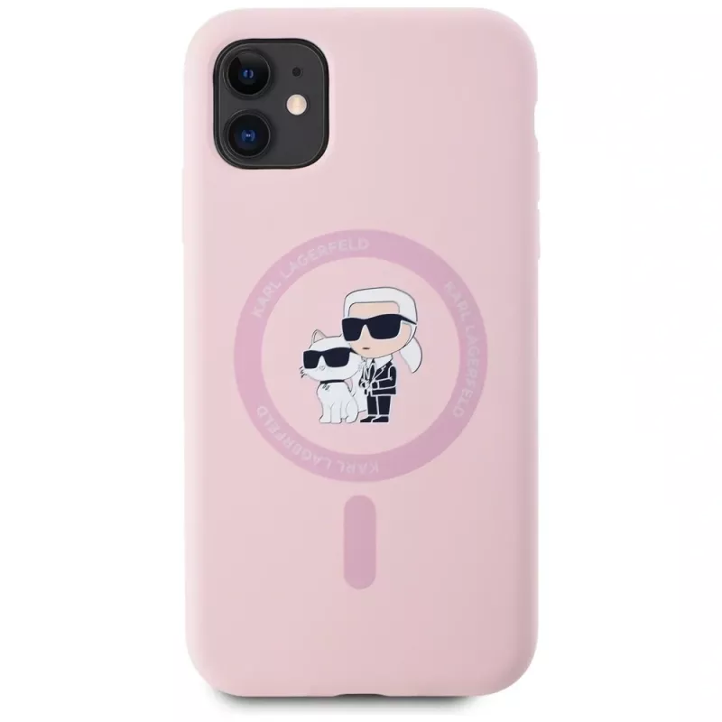 KARL LAGERFELD Capa MagSafe em silicone Karl&Choupette para iPhone 11 rosa