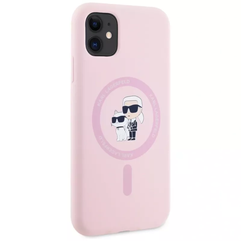 KARL LAGERFELD Capa MagSafe em silicone Karl&Choupette para iPhone 11 rosa