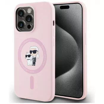 KARL LAGERFELD Capa MagSafe em silicone Karl&Choupette para iPhone 14 Pro Max rosa