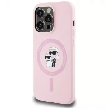 KARL LAGERFELD Capa MagSafe em silicone Karl&Choupette para iPhone 14 Pro Max rosa
