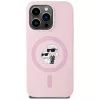KARL LAGERFELD Capa MagSafe em silicone Karl&Choupette para iPhone 14 Pro Max rosa