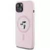 Karl Lagerfeld Capa MagSafe em silicone Karl & Choupette para iPhone 15 rosa