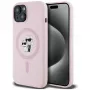 Karl Lagerfeld Capa MagSafe em silicone Karl & Choupette para iPhone 15 Plus rosa