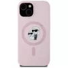Karl Lagerfeld Capa MagSafe em silicone Karl & Choupette para iPhone 15 Plus rosa
