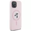 Karl Lagerfeld Capa MagSafe em silicone Karl & Choupette para iPhone 15 Plus rosa
