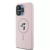 Karl Lagerfeld KLHMP15LSCMKCRHP iPhone 15 Pro 6,1 polegadas Capa rígida em silicone rosa Karl & Choupette MagSafe