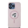 Karl Lagerfeld KLHMP15XSCMKCRHP iPhone 15 Pro Max 6,7 polegadas Capa rígida em silicone rosa com anel Karl & Choupette e MagSafe