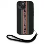 KARL LAGERFELD Capa Saffiano Athleisure Stripes Cord para iPhone 15, preto-vermelho