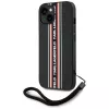 KARL LAGERFELD Capa Saffiano Athleisure Stripes Cord para iPhone 15, preto-vermelho