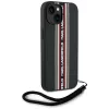 KARL LAGERFELD Capa Saffiano Athleisure Stripes Cord para iPhone 15, preto-vermelho