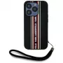 KARL LAGERFELD Capa Saffiano Athleisure Stripes Cord para iPhone 15 Pro, preto/vermelho