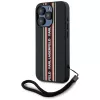 KARL LAGERFELD Capa Saffiano Athleisure Stripes Cord para iPhone 15 Pro, preto/vermelho