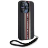 KARL LAGERFELD Capa Saffiano Athleisure Stripes Cord para iPhone 15 Pro, preto/vermelho