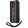 KARL LAGERFELD Capa Saffiano Athleisure Stripes Cord para iPhone 15 Pro Max, preto/vermelho