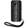 Karl Lagerfeld Capa Saffiano Athleisure Stripes Cord para iPhone 15, preto-rosa