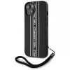 Karl Lagerfeld Capa Saffiano Athleisure Stripes Cord para iPhone 15, preto-rosa