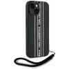 Karl Lagerfeld Capa Saffiano Athleisure Stripes Cord para iPhone 15, preto-rosa