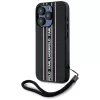 KARL LAGERFELD Capa Saffiano Athleisure Stripes Cord para iPhone 15 Pro, preto/rosa
