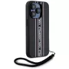 KARL LAGERFELD Capa Saffiano Athleisure Stripes Cord para iPhone 15 Pro, preto/rosa