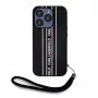 Karl Lagerfeld Capa Saffiano Athleisure Stripes Cord para iPhone 15 Pro Max preto rosa
