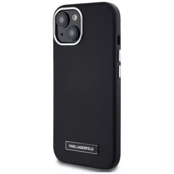 Karl Lagerfeld Capa MagSafe Metal Plate para iPhone 15, preto