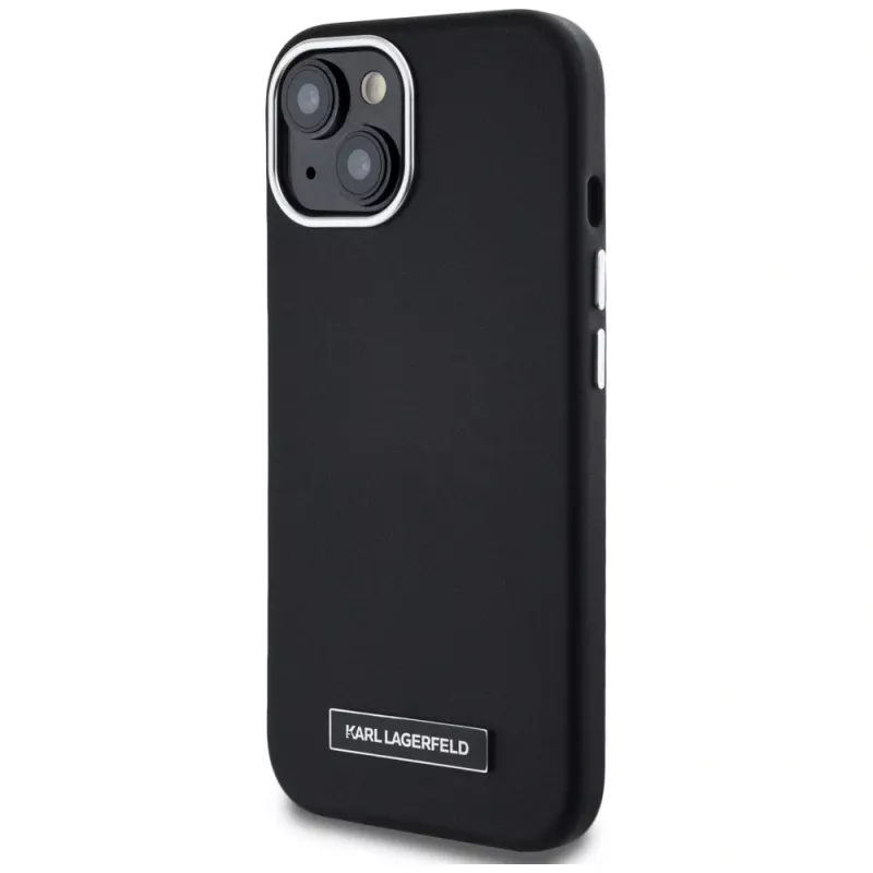 Karl Lagerfeld Capa MagSafe Metal Plate para iPhone 15, preto
