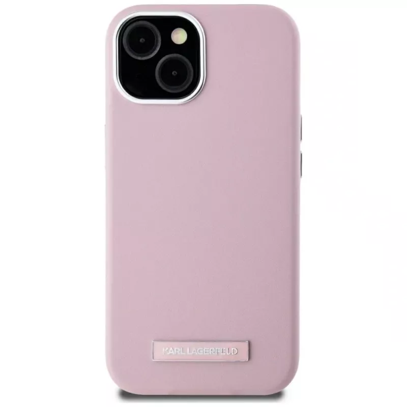 KARL LAGERFELD Capa traseira MagSafe FW Metal Plate para Apple iPhone 15, rosa