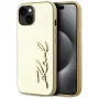 KARL LAGERFELD Capa Wrinkled Metal Signature para iPhone 15, dourado