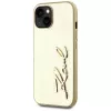 KARL LAGERFELD Capa Wrinkled Metal Signature para iPhone 15, dourado