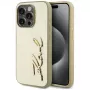 KARL LAGERFELD Capa Wrinkled Metal Signature para iPhone 15 Pro - dourado