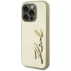 KARL LAGERFELD Capa Wrinkled Metal Signature para iPhone 15 Pro - dourado