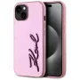 KARL LAGERFELD Capa traseira Wrinkled Metal Signature para Apple iPhone 15, rosa