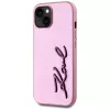 KARL LAGERFELD Capa traseira Wrinkled Metal Signature para Apple iPhone 15, rosa