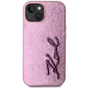 KARL LAGERFELD Capa traseira Wrinkled Metal Signature para Apple iPhone 15, rosa