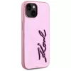 KARL LAGERFELD Capa traseira Wrinkled Metal Signature para Apple iPhone 15, rosa