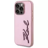 Karl Lagerfeld Capa Wrinkled Metal Signature para iPhone 15 Pro, rosa