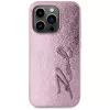 Karl Lagerfeld Capa Wrinkled Metal Signature para iPhone 15 Pro, rosa