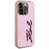Karl Lagerfeld Capa Wrinkled Metal Signature para iPhone 15 Pro, rosa