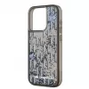 KARL LAGERFELD Capa traseira Liquid Glitter Monogram Gradient para Apple iPhone 15 Pro, preto