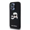 Karl Lagerfeld KLHMP15LSKCHPPLK iPhone 15 Pro 6,1 Capa rígida em silicone preta Karl & Choupette MagSafe