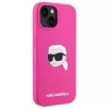 Karl Lagerfeld KLHMP15SSKHPPLF iPhone 15 6,1 inch Capa rígida silicone fúcsia com impressão cabeça Karl e MagSafe