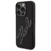 Karl Lagerfeld KLHCP15X3DRKSDLK Capa rígida para Apple iPhone 15 Pro Max 6,7 inch preta 3D borracha assinatura