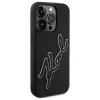 Karl Lagerfeld KLHCP15X3DRKSDLK Capa rígida para Apple iPhone 15 Pro Max 6,7 inch preta 3D borracha assinatura