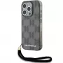 Karl Lagerfeld KLHCP15LHKDPNSK Capa rígida para iPhone 15 Pro 6,1 inch, preta, IML Mono KL Pattern & Cord